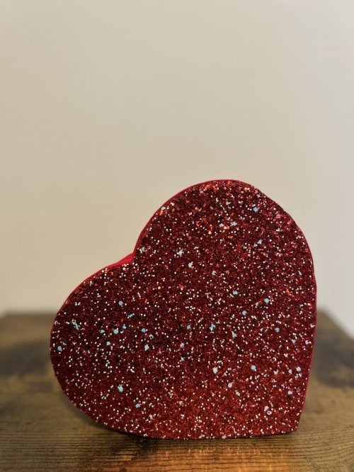 Rode glitter giftbox hartvorm