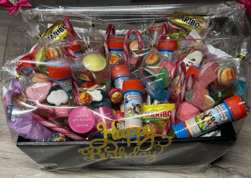 Verjaardag traktatiemand belleblaas en snoepgoed