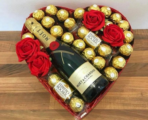 harten chocolade doos met champagne