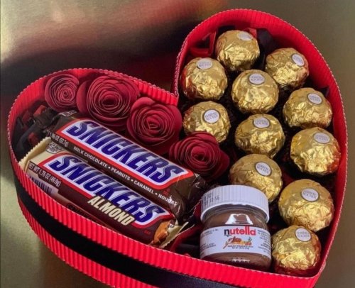 hart met chocolade gevuld