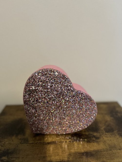 glitter roze giftbox hartvorm