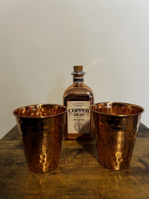 Copperhead gin + 2 glazen/bekers